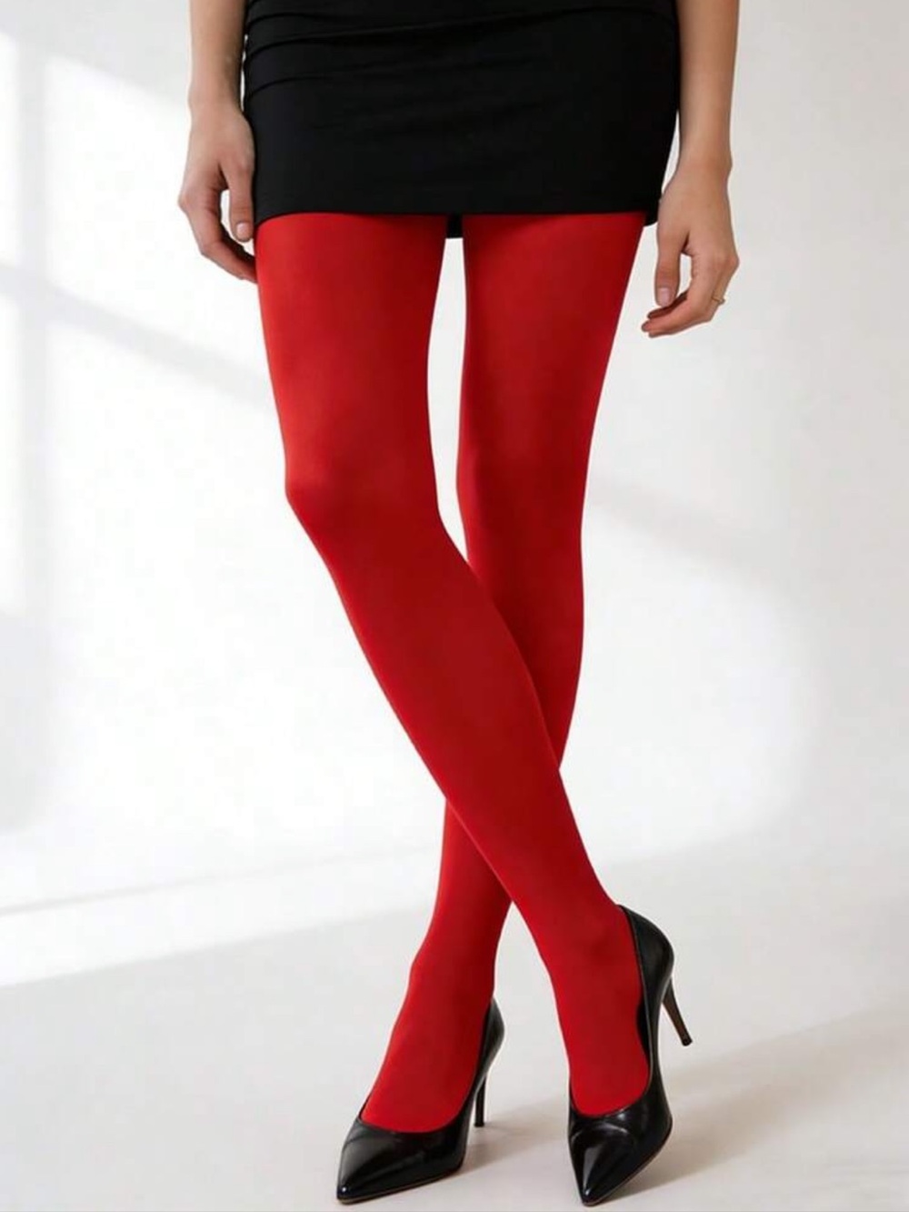 1 Pair Matte Velvet Red Pantyhose, High Elasticity Tight-Fitting Fashion Red